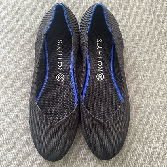Rothy’s The Flat Black Blue Knit Ballet Flats Shoes Size 10.5 - Picture 7 of 8
